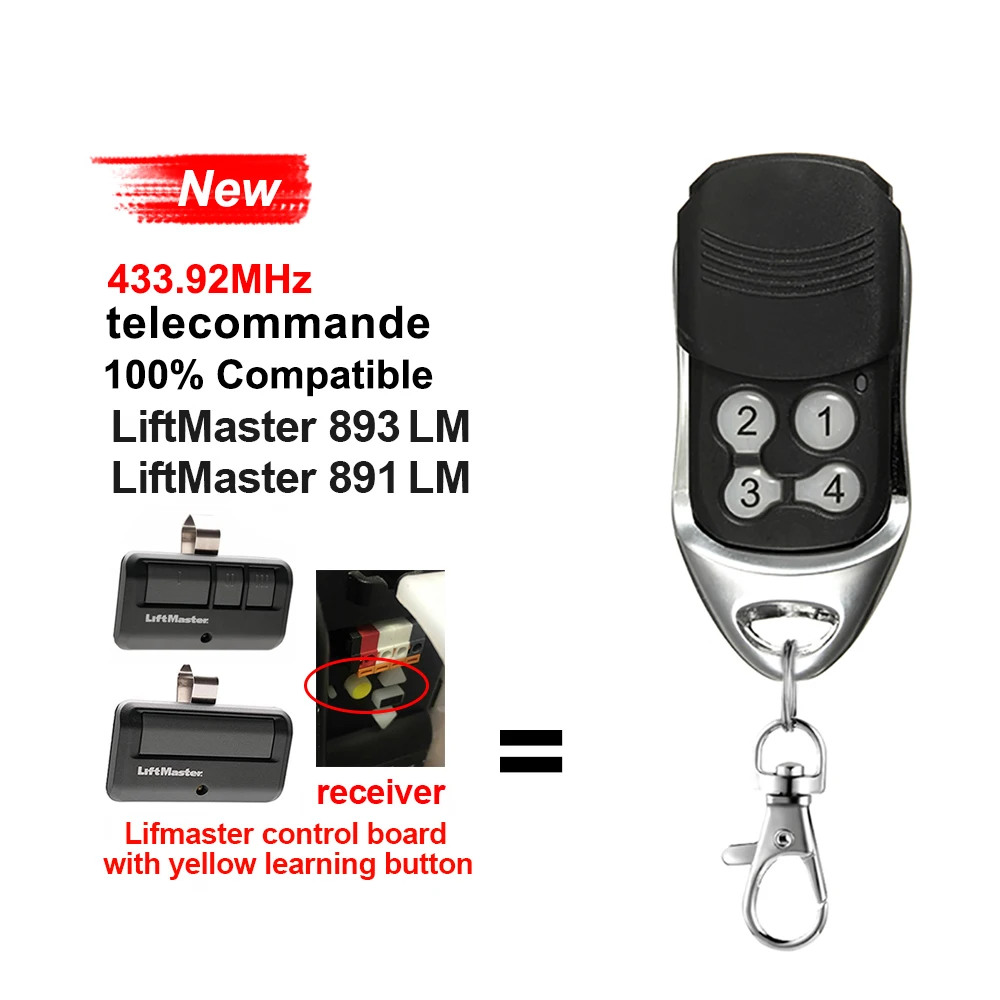 LiftMaster 893LM 891 Открыватель гаражной двери 433 92 МГц безопасность + 2 0 myQ 953ESTD панель