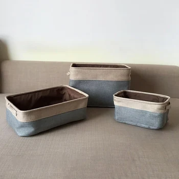 

Cover-less Cotton Linen Storage Baskets Double-layer Storage Box Canvas Clothes Toy Car Storage Box Home Storage Organizer