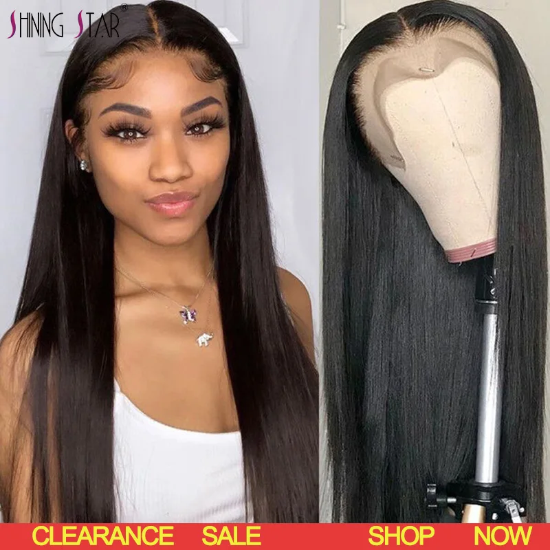 13X4 Lace Front Human Hair Wigs Black Women Pre Plucked Wig Brazilian Straight Lace Frontal Wigs With Baby Hair Remy Shiningstar