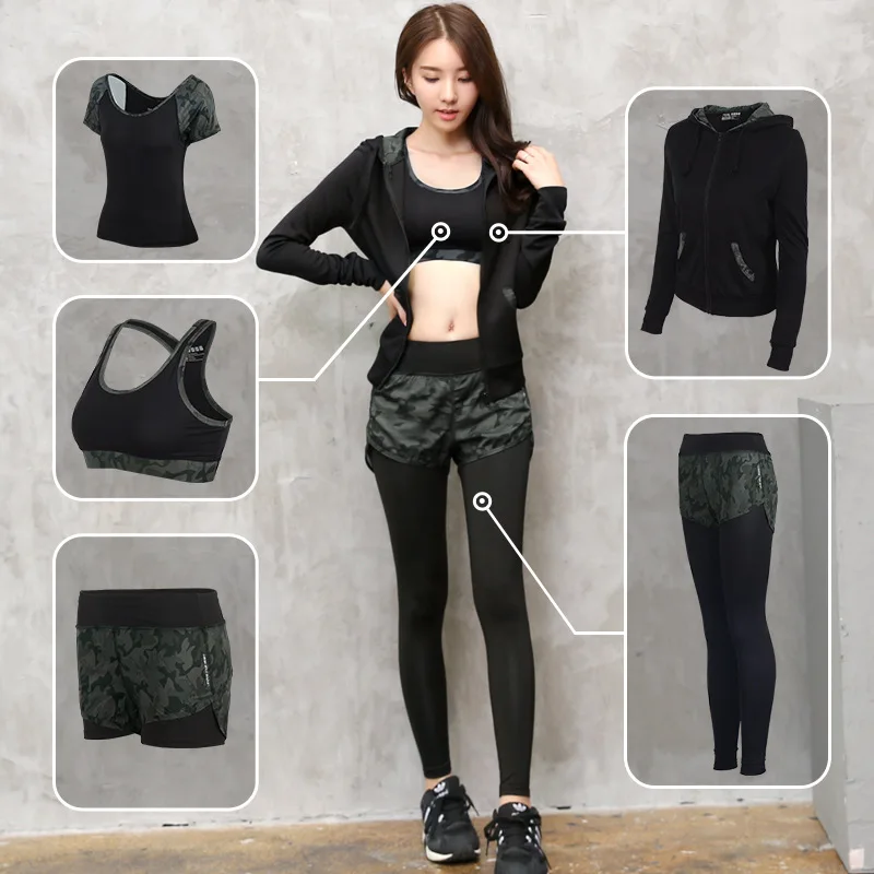 

Yoga Autumn And Winter Clothing Set Gym Women's Slimming Camouflage Running Sports Fitness Suit Large Size Quick-Dry Morning Run