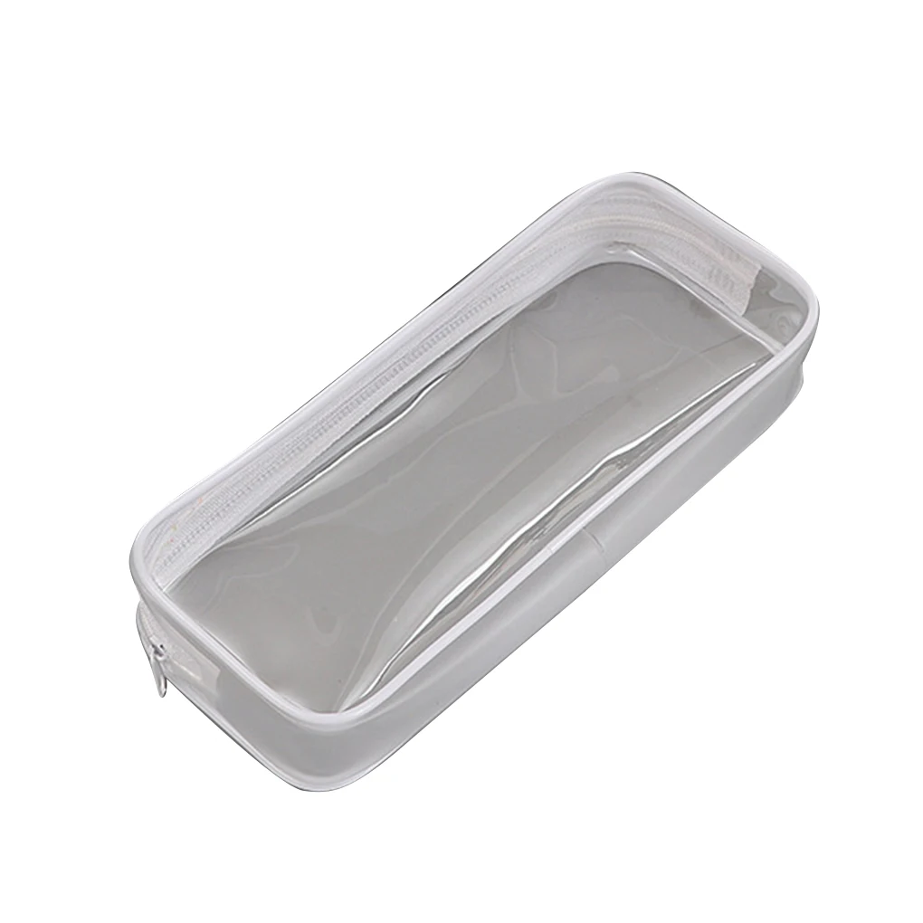 PVC Pen Bag Pencil Clear Case Cosmetic Bag Large Capacity Bag With Zipper Stationery Cosmetic Convenient Small Storage Bag
