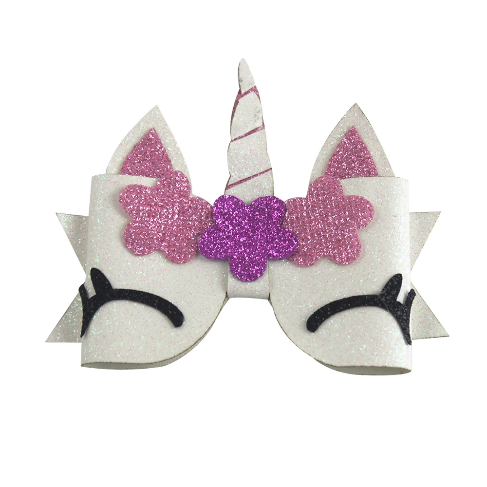 

3 inch Hair Accessories Chunky Glitter Hair Bow For Kids Cute Unicorn Wings Hairpins Girls Hair Clip Handmade Child