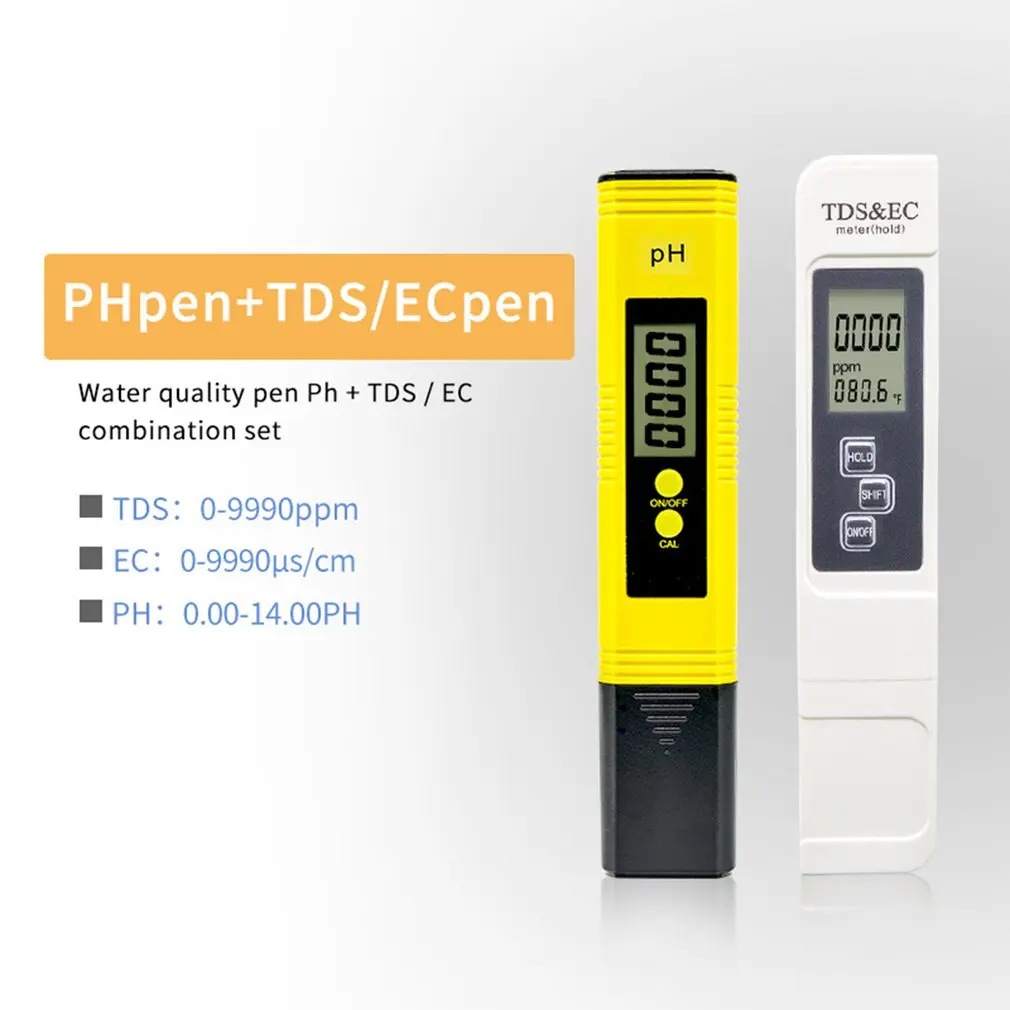 

Pen Type PH Meter Portable PH Water Quality Tester Acidometer for Aquarium Acidimeter Water PH Acidity Meter 0-14PH /0-9990 PPM