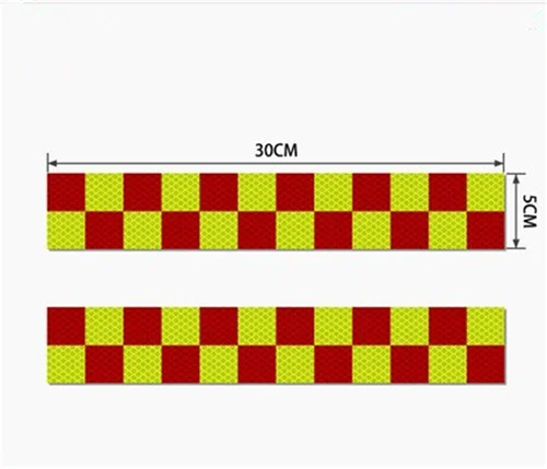 YellowGreenRed 2 шт. синие светоотражающие наклейки Batenburg автомобильные наклейки ночного вождения Предупреждение лента со светоотражающими элементами автомобиля Декор Сделано с 3M - Цвет: YellowGreenRed