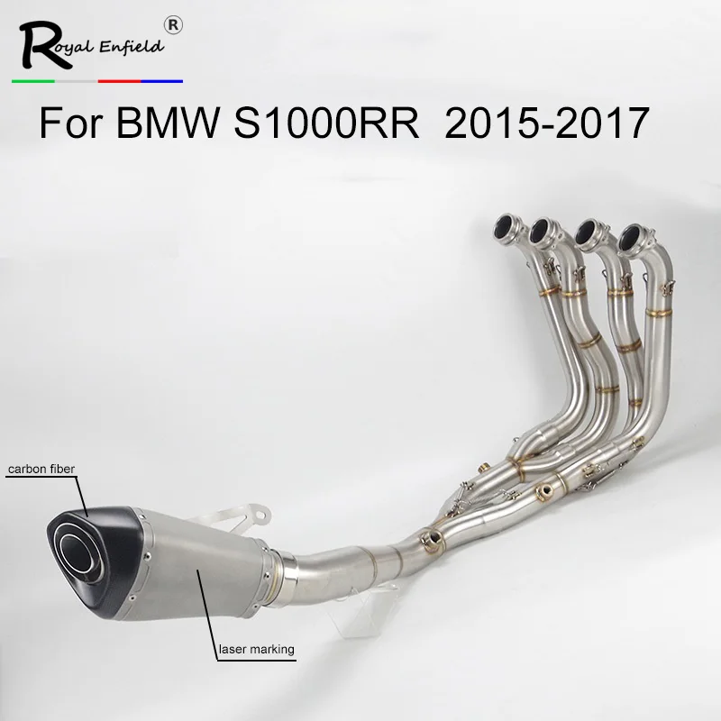 Слипоны для S1000RR мотоциклетные выхлопные модифицированные Stainelss сталь Передняя средняя Соединительная труба 65 мм