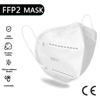 

40 Pcs KN95 Masks 5 Layers Filter Dust Mouth FFP2 Face Mask Flu Personal Protective Health Care Mask Fast Shipping