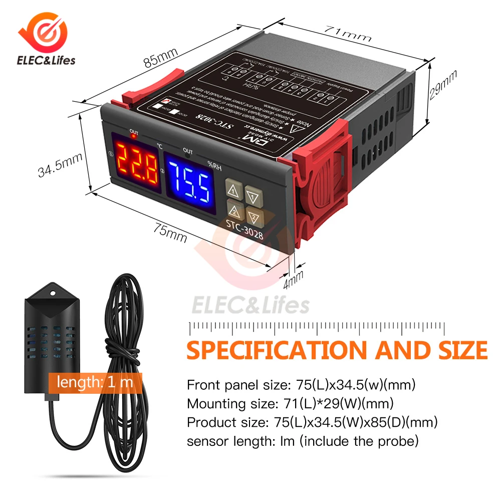 12V 24V 220V 10A STC-3028 ЖК-дисплей цифровой Температура Измеритель Влажности Термостат терморегулятор и гигрометром декоративные часы для Регулируемый Радиатор нагреватель