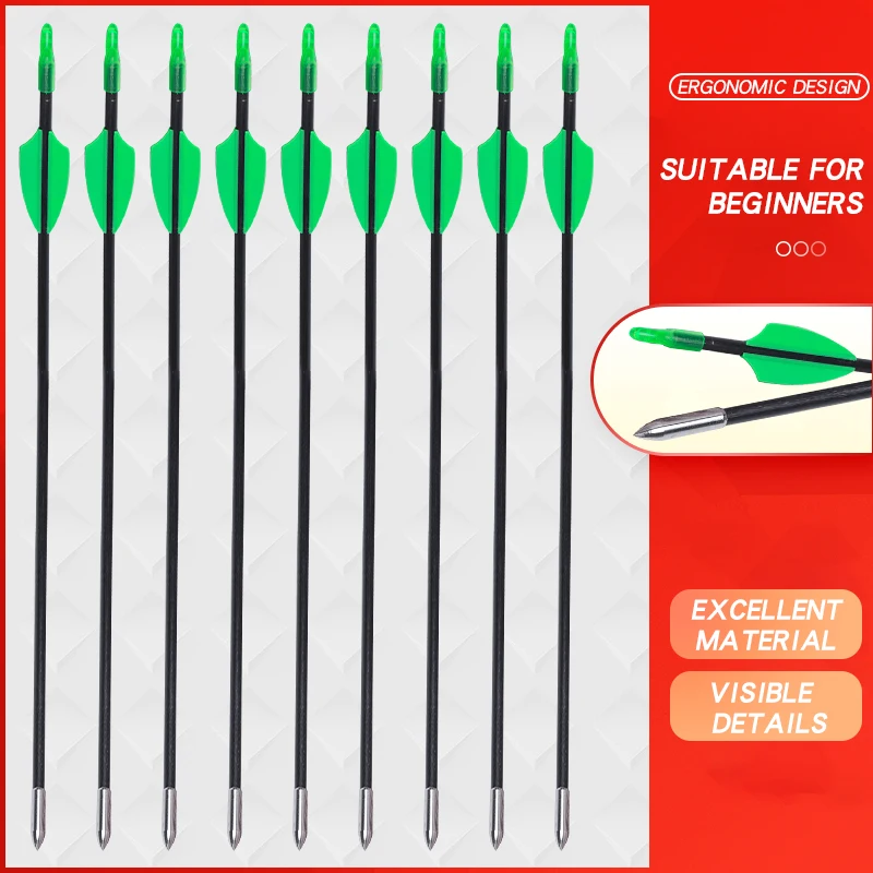 

6/12/24pcs Fibreglass Arrow for Recurve/Compound Bow Hunting And Shooting Green Arrow Archery Accessories 31 inches Spine 800