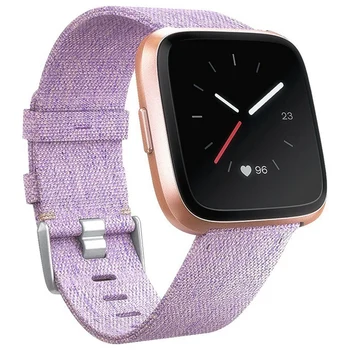 

Replacement Woven Canvas Nylon Band Strap Wristband For -Fitbit Versa Watch(Purple)