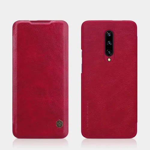 Для OnePlus 7 Pro чехол для телефона чехол NILLKIN Qin из натуральной кожи флип чехол для OnePlus 7 Pro Чехол Funda с чехлом для телефона - Цвет: red phone case