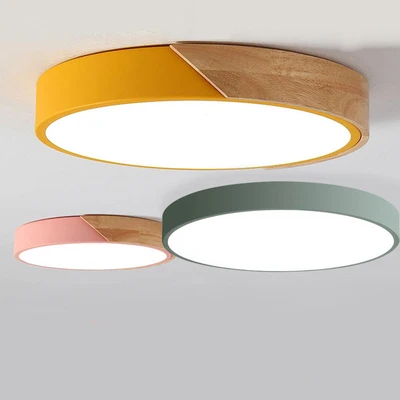 

Nordic Wood led Ceiling Lights Modern Colorful Bedroom Ceiling Lamps Round thin plafondlamp Lighting lamparas de techo 30cm 40cm