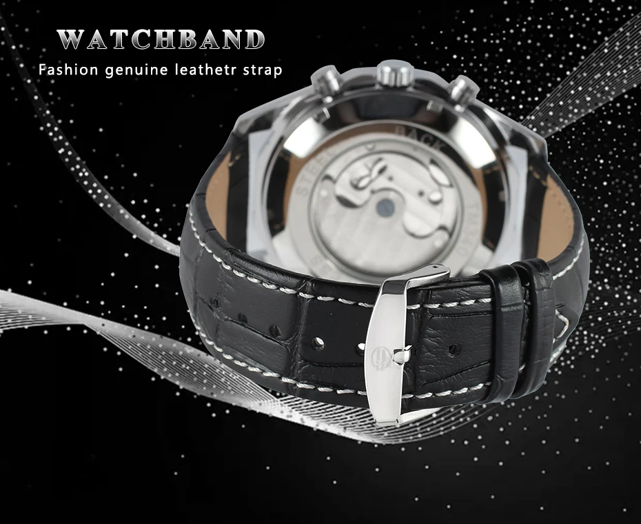 FORSINING, модные мужские Tourbillon, автоматические часы, Серебряный Скелет, кожаный ремешок, военные механические наручные часы, мужские спортивные часы