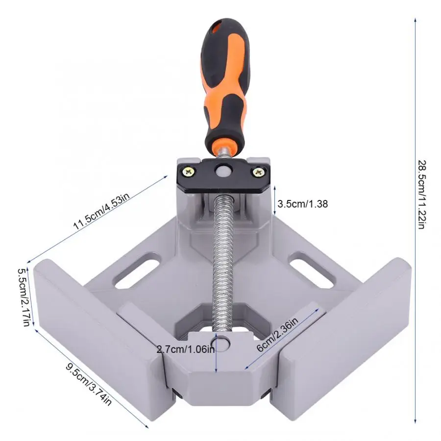 Одинарная Ручка 90 градусов Алюминиевый сплав под прямым углом Деревообработка Сварка угловой зажим вращение челюсти деревянная прищепка