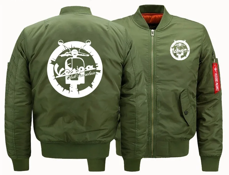 Vespa винтажный мотоциклетный бомбер летная куртка летная Куртка зимние утепленные мужские куртки на молнии аниме мужское повседневное пальто Размер: S-5XL - Цвет: Thin