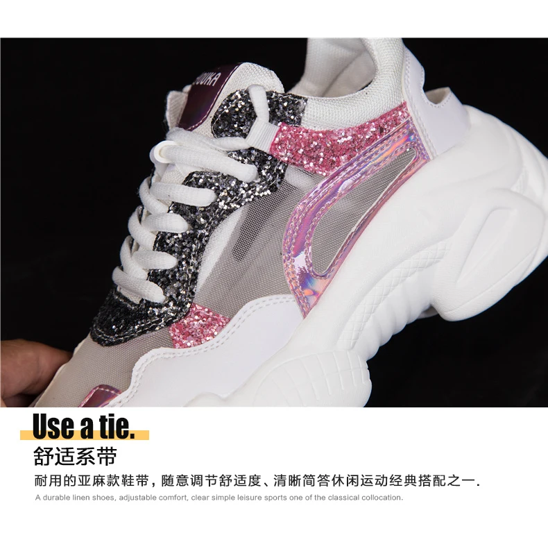 Дышащие кроссовки на шнуровке для женщин, Chaussures, спортивные резиновые кроссовки, увеличивающие рост, средние(B, M), массажные кроссовки