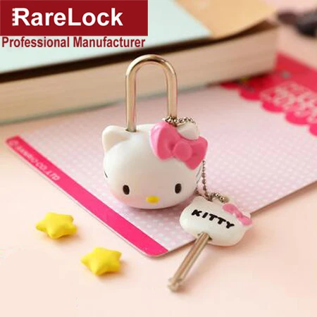 Rarelock мультяшный замок миниатюрный для детей дорожная сумка спортивный рюкзак сумочка ювелирный замок коробка DIY MMS573 hh - Цвет: Kitty