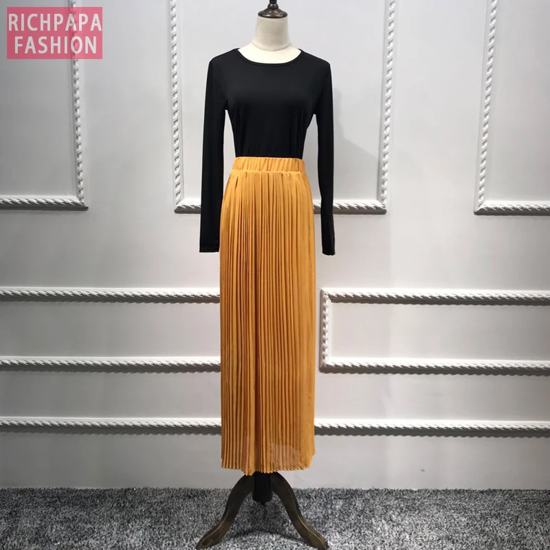 Размера плюс Faldas Mujer Moda Бохо абайя кимоно мусульманская длинная облегающая шифоновая Макси плиссированная юбка женские исламские японские юбки