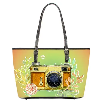 

Twoheartsgirl Camera With Flower Design Women Large Handbag 3D Print Casual Totes Bag Female Leather Shoulder BagsÂ Bolsa Mujer