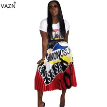 VAZN Лето Новая женская Повседневная модная трендовая английская печатная индивидуальная эластичная удобная юбка длиной до щиколотки OYP5339