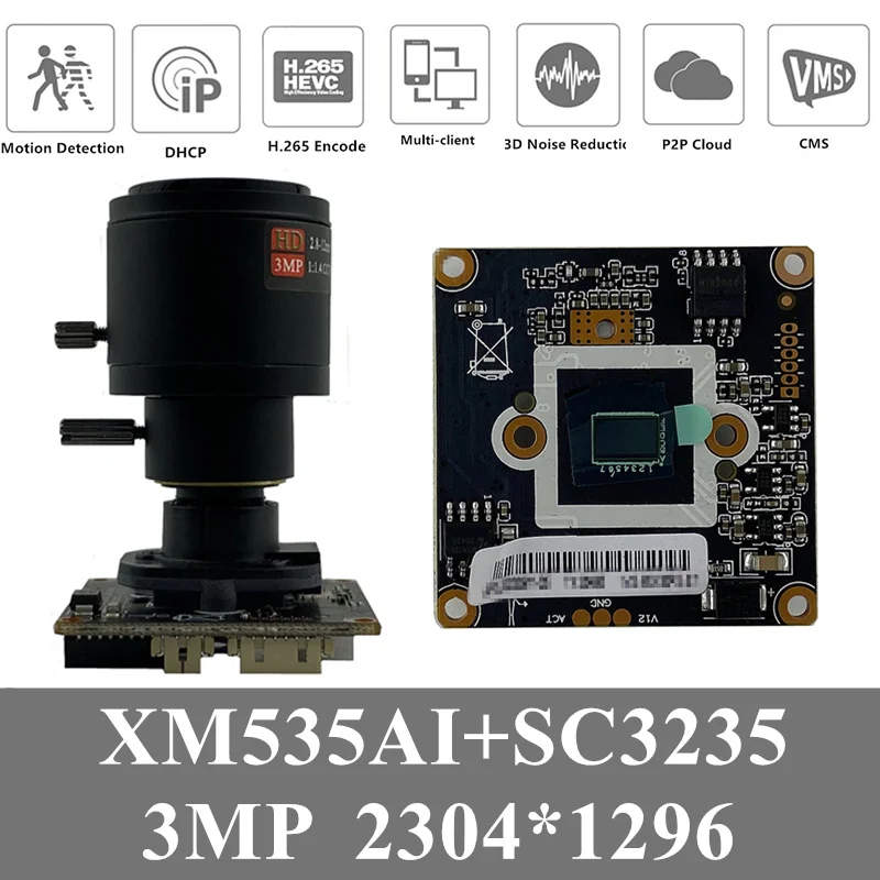 4 шт. XM535AI + SC3235 3MP 2304*1296 IP камера плата модуль с объективом панорама рыбий глаз 2 8 12