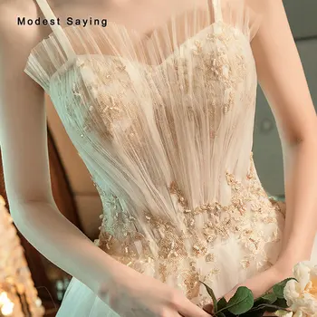 

Sexy Sheer Ivory Ball Gown Sweetheart Beaded Lace Wedding Dresses 2019 with Straps Formal Women Bridal Gowns vestido de noiva
