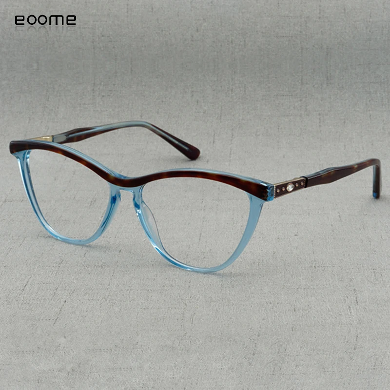 

eoome Women Elegant Butterfly Shape Acetate Optical Frames With Small Stones Can Make Myopia glasses With Nice case