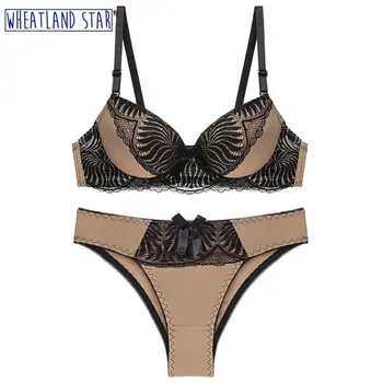 

Underwire Bra & Brief Set Push Up Women Lingerie 2020 Two Hook-and-eye Padded Bra Thong Female Intimates Underwear & Sleepwears
