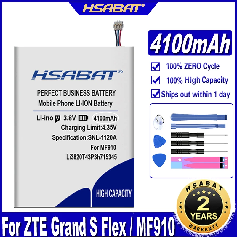 Аккумулятор HSABAT 4100 мАч Li3820T43P3h715345 для ZTE Grand S Flex/для MF910 MF910S MF910L MF920 MF920S MF920W + |