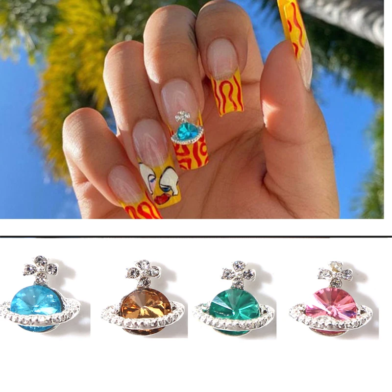 10pcs-nail Planet style charms ювелирные изделия Розовый/зеленый/синий/коричневый камни