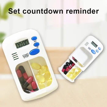 

Good Healthy Mini Portable Pillbox Electronic LED Alarm Intelligent Clock Reminder Pillboxs First Aid