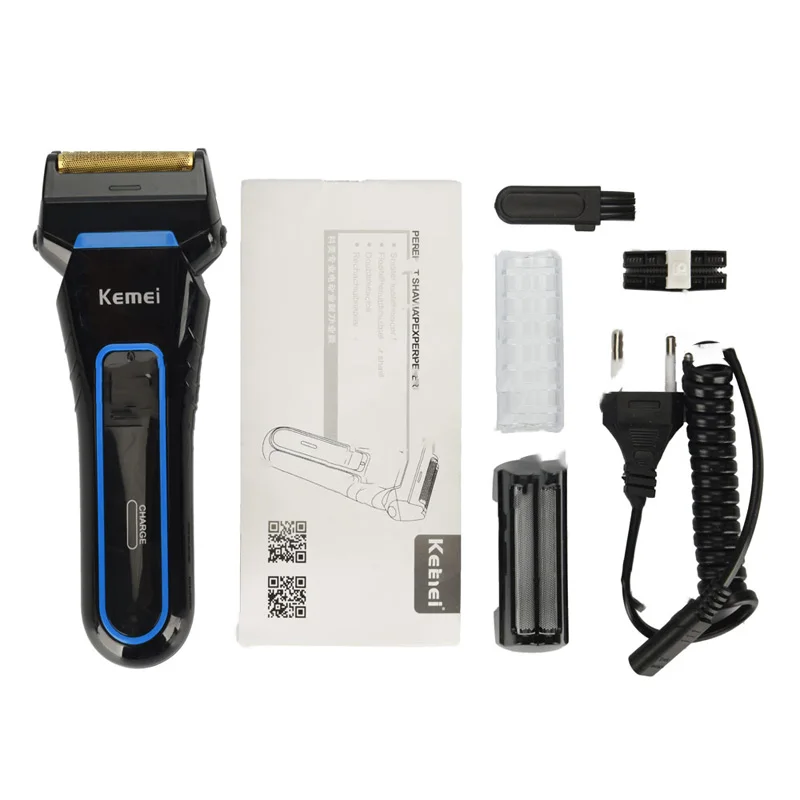 Kemei 2 Blades Electric Razor Shavers for Men Rechargeable Shaver Portable Electric Cordless Beard Trimmer Razor Machine F30
