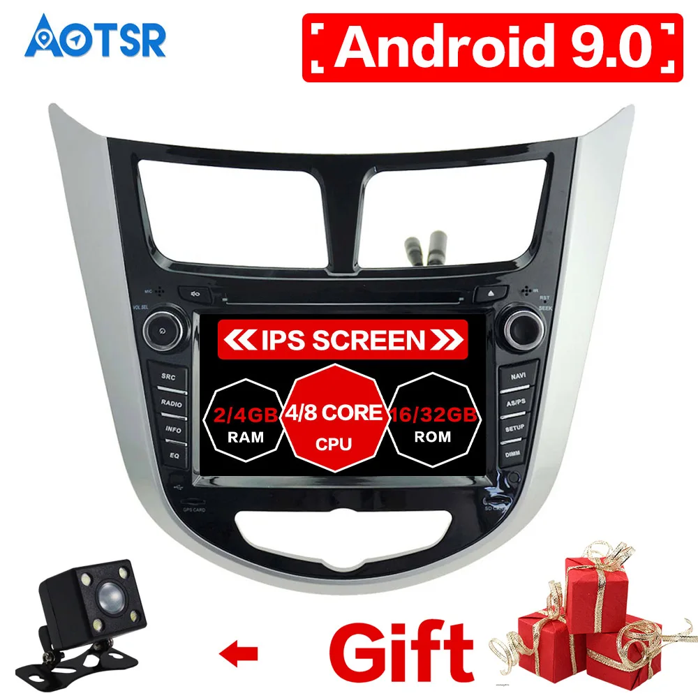 DSP Android 9,0 4+ 64 ГБ Автомобильный dvd-плеер gps навигация Мультимедиа Стерео для Hyundai Accent Verna 2011- Авто Стерео головное устройство