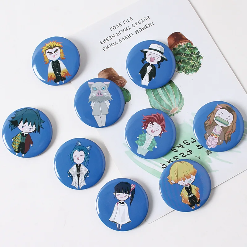 Anime Second element Q Version Badge Bar Butterfly Endure Tanjirou Fugang Yi Yong Shan Yi Yan Column Pendant Anime Peripheral