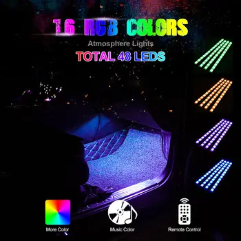 

Wireless Remote Control Car RGB 48LED Neon Interior Light Lamp Strips Decorative