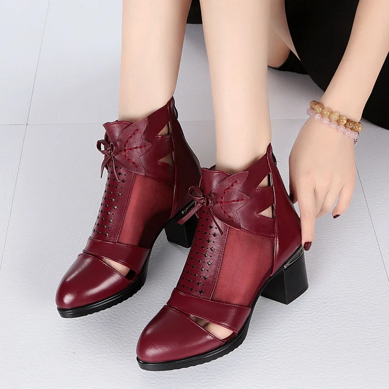 

New Style 2019 Spring And Autumn Women's Boots Mature Martin Boots Comfortable High-Heel Anti-slip WOMEN'S Shoes Closed-toe Brea