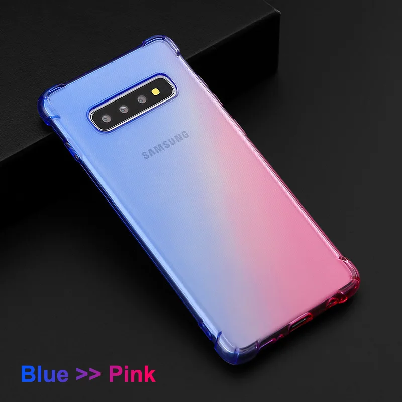 Blue Pink Мягкий цвет градиента прозрачный ТПУ чехол для мобильного телефона samsung Galaxy S10 Plus Note10 pro samsung A50 A70 Note 8 9 Fundas Coque - Цвет: Blue Pink