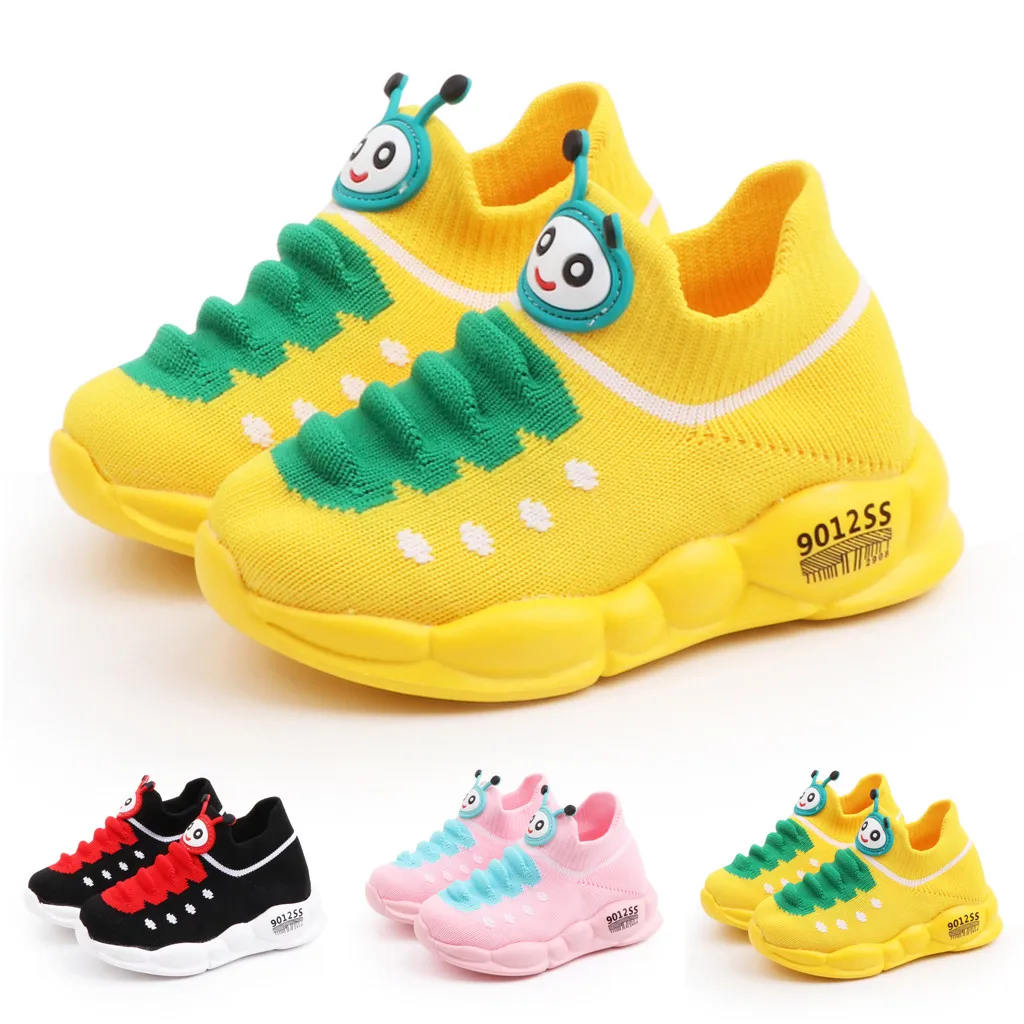 Girls Boys Cute Sport Stretch Mesh Cartoon Shoes Infant Kids Baby Running Sneakers With New Brand