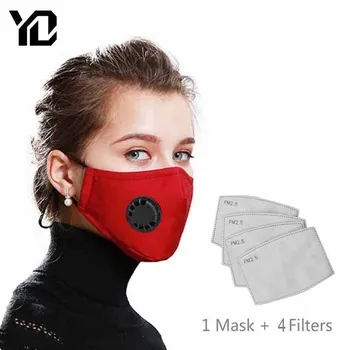 

1Pcs Face Mouth Mask + 4Pcs Masks Filter Paper Reusable Cotton PM2.5 Anti Dust Mask Activated Carbon Filter Mouth-muffle Mask