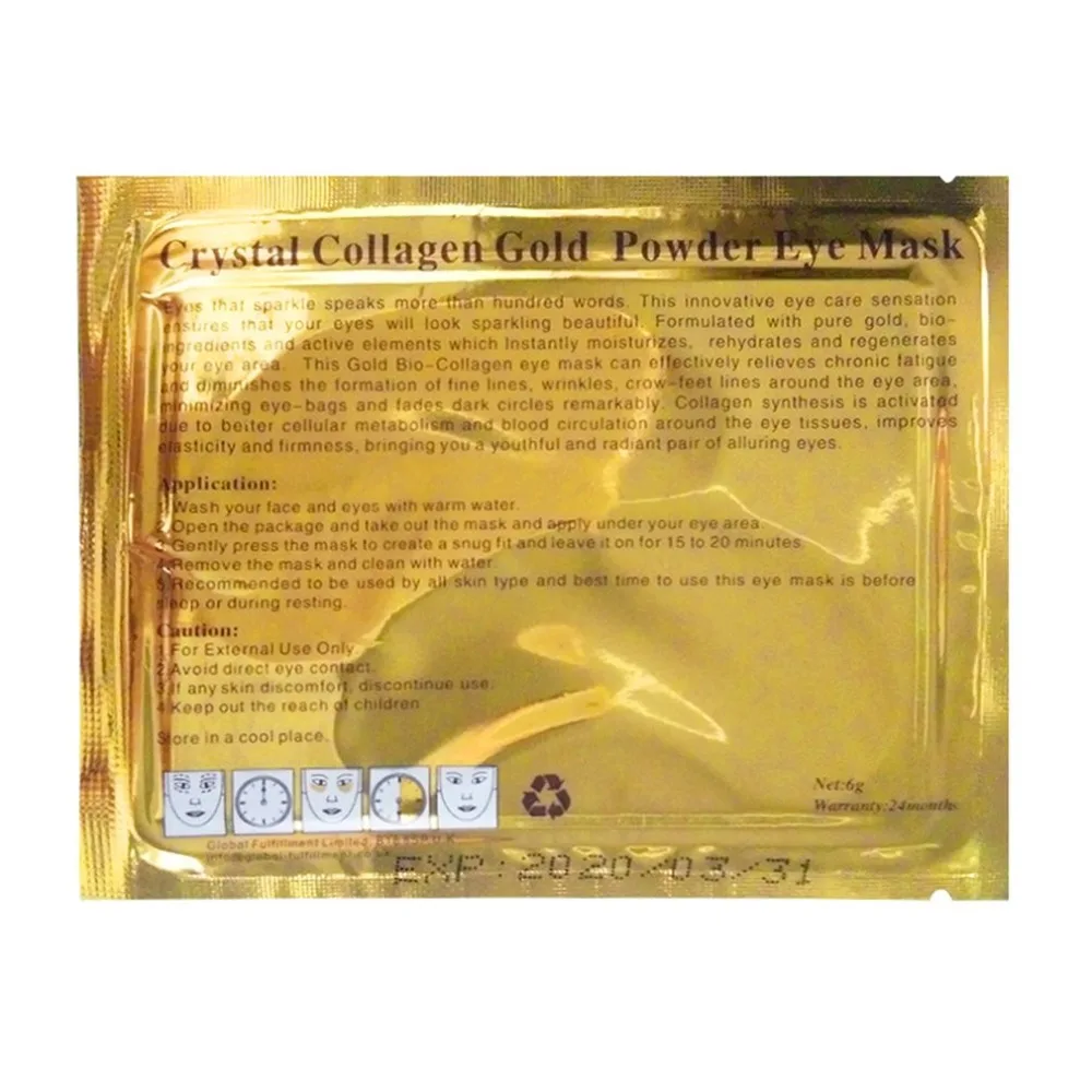 5 пар/компл. натуральный Gold Crystal коллагеновая Для женщин Уход за глазами маски для глаз, увлажняющий, против морщин для удаления черных кругов под глазами патчи