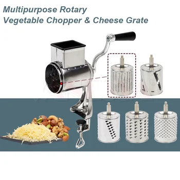 

Rotary Grater Food Mills Nut Grinder With 5 Drum Blade for Cheese Grating and Nuts Grinding Vegetable Shredding Fruits Slicer