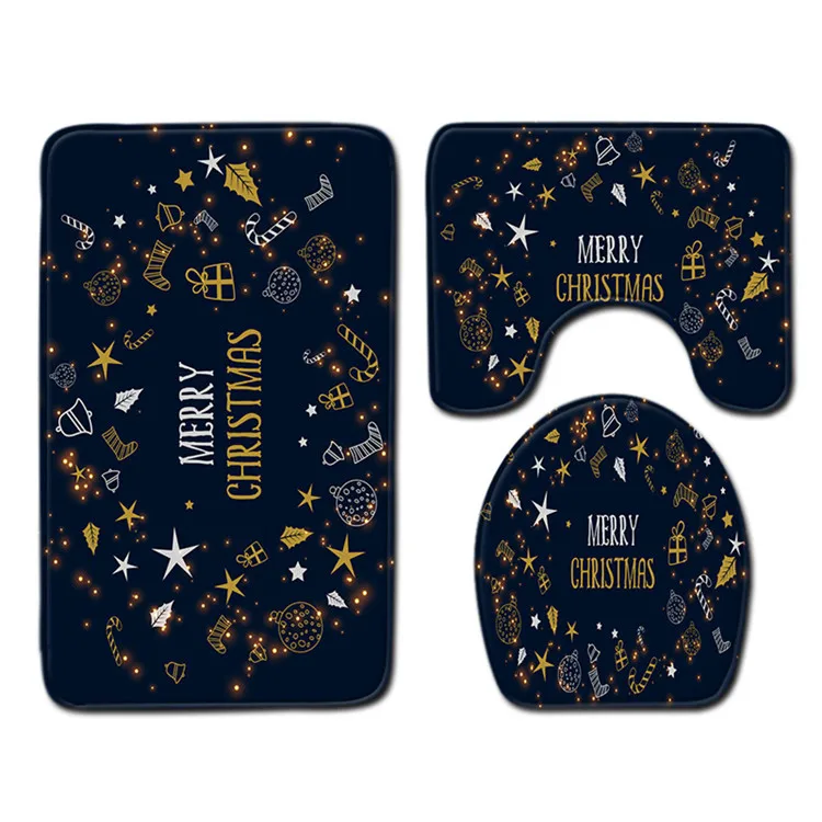Free Shipping 3Pcs/set Merry Christmas Bathroom Carpet Set Dywaniki Lazienkow Bath Mats Rug Tapete Banheiro Tapis Salle De Bain