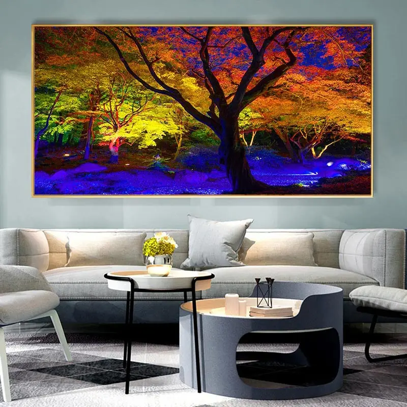 DDHH Wall Art Large Size Colorful Forest Trees Canvas Poster Art Prints Modern For Living Room Home Decorative Picture