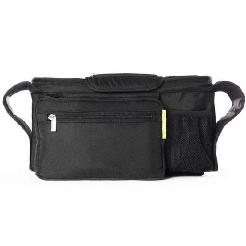 

ABZC-Storage Bag Diapers Black Pannier Mommy Baby Stroller Toys Cup Holders
