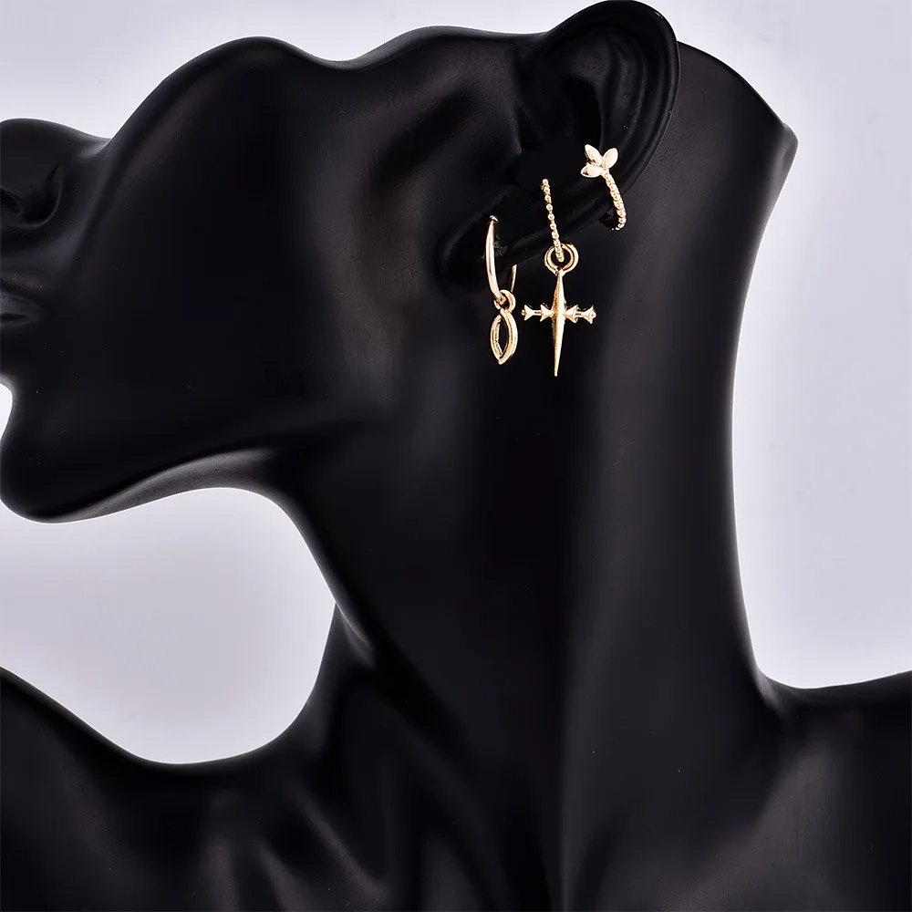 3 шт./компл. Богемские серьги-гвоздики комплекты для Для женщин классический крест зажим в форме геометрической фигуры серьги модные вечерние ювелирные изделия Brincos