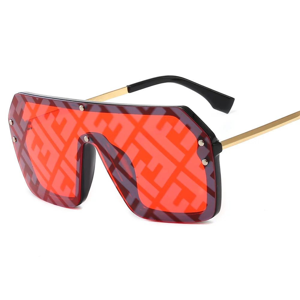 Red Новые негабаритные цельные Солнцезащитные очки женские Классические Цельные дизайнерские квадратные UV400 очки Женские винтажные солнцезащитные очки с большой оправой - Цвет линз: Red