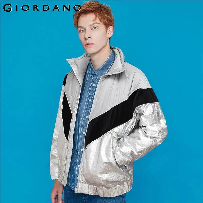 Giordano мужской пуховик машинная стирка 80% утиного пуха воротник-стойка контрастный