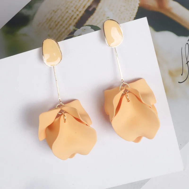 Aretes de mujer, современный стиль, дизайн, большие красные лепестки роз, серьги с кисточками, тренд, темперамент, летние корейские серьги для женщин