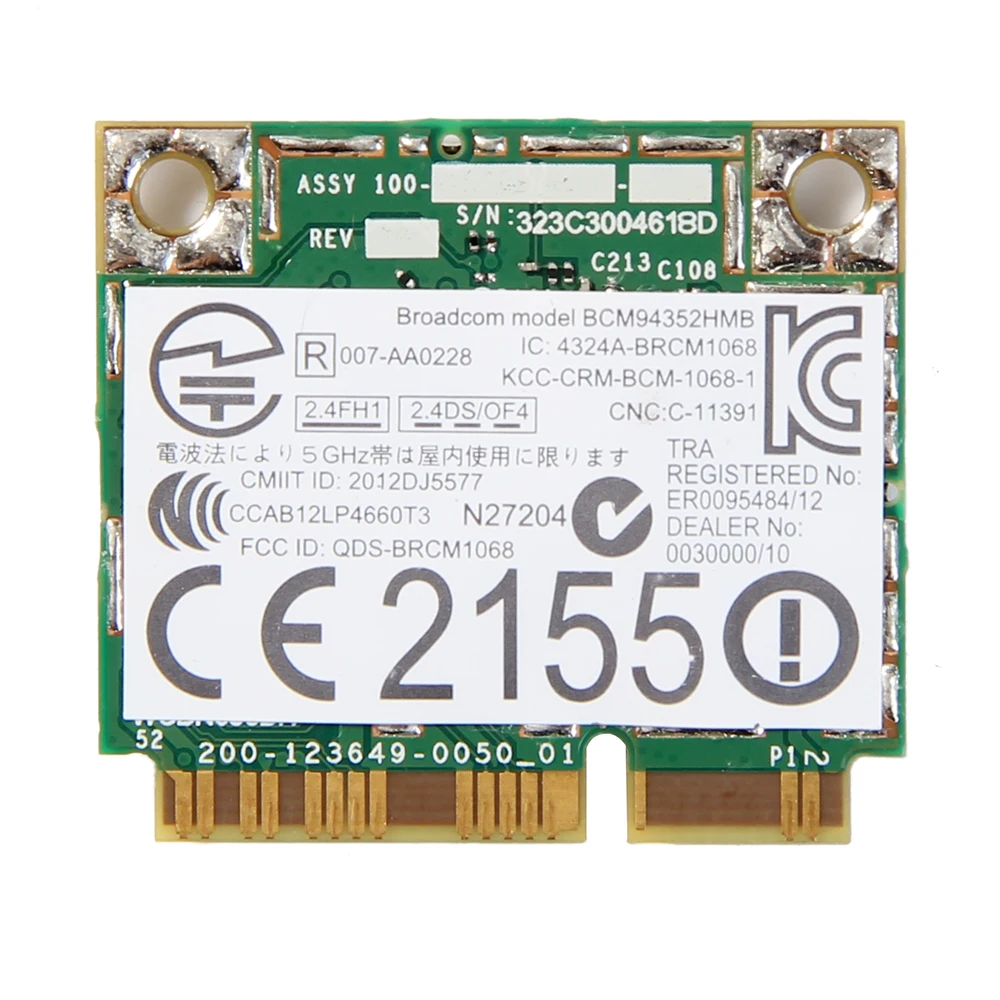 Двухдиапазонная Беспроводная AC Broadcom BCM94352HMB DW 1550 1200 Мбит/с Bluetooth BT 4 0 Половина мини