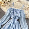 Boho 2022 Sexy ruffles Summer off shoulder short dress spaghetti strap Party elastic waist dress Women casual beach a-line dress ► Photo 2/6