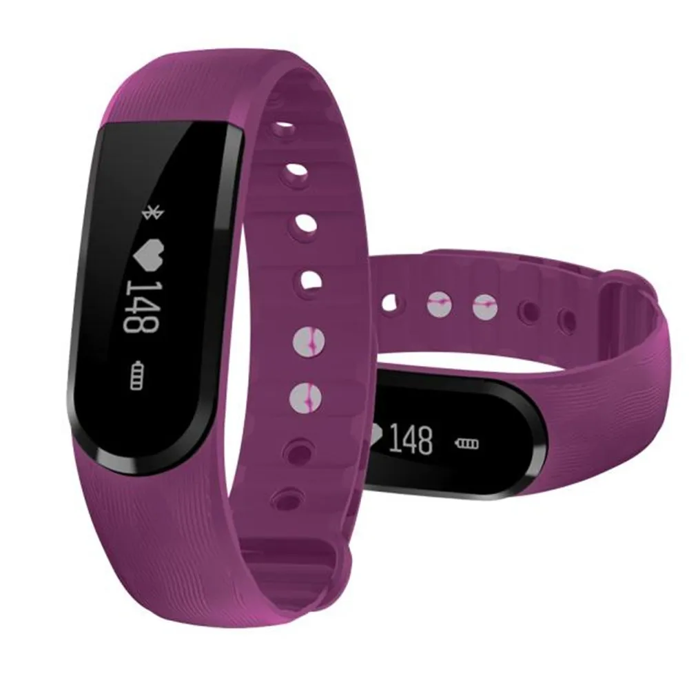 Purple ID101HR Bluetooth Смарт-Браслет фитнес-трекер монитор сердечного ритма умный Браслет носимые устройства для IOS Android - Цвет: Purple